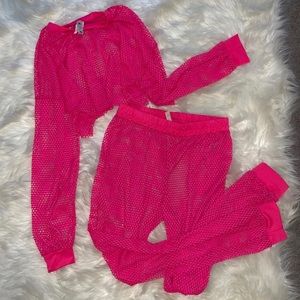 🌸 pink fishnet set